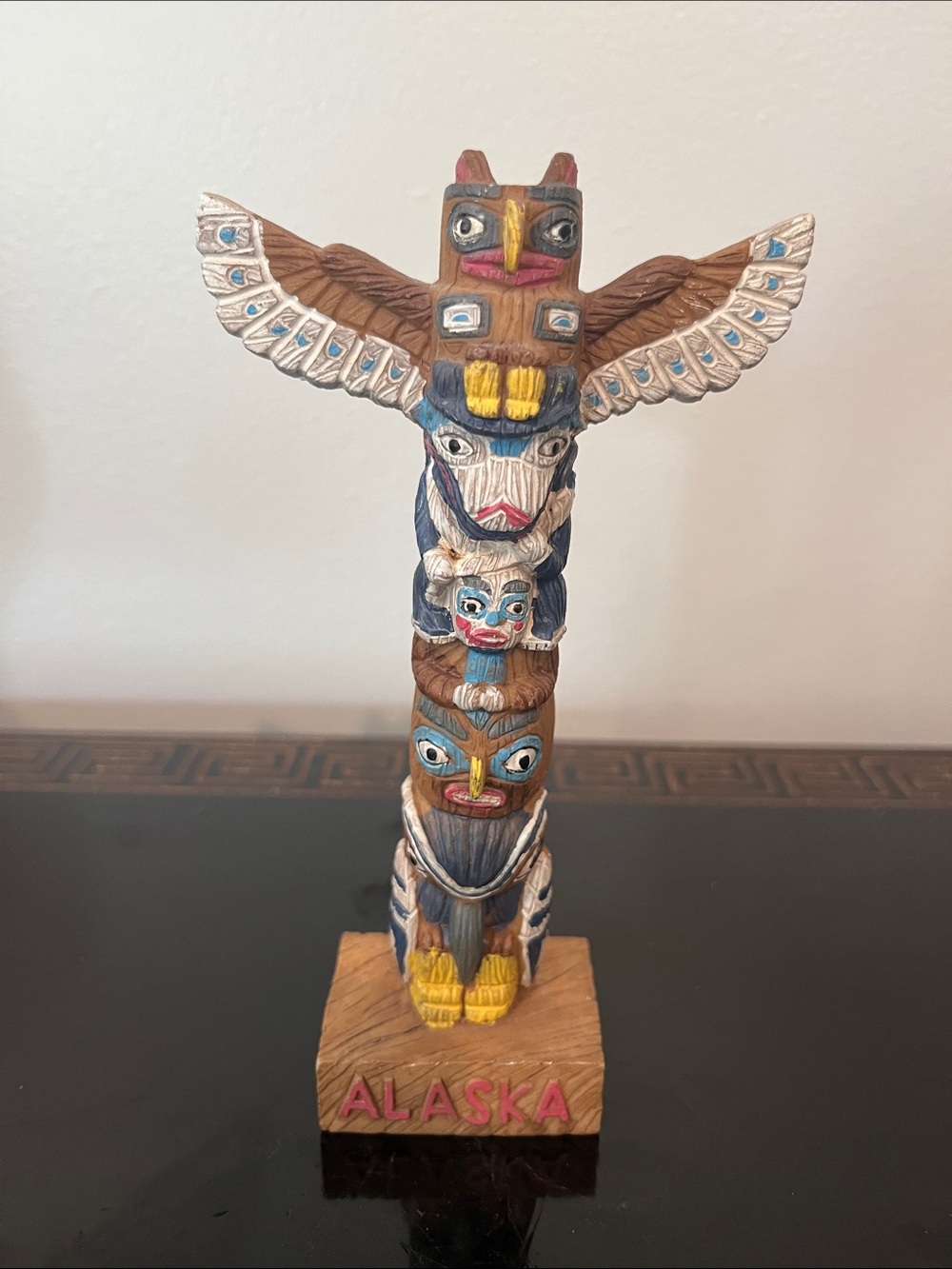 Alaska Souvenir Totem Pole Multicolor Carved Resin Home Accent, 6” high